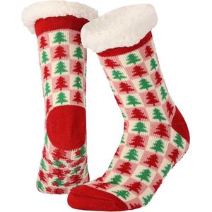 Huissokken - Rood - Blauw - Grijs - 100% Polyester - Dames