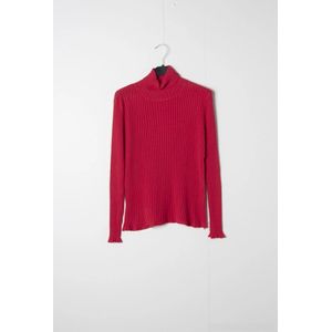 Dames warme col trui Maxine effen donker fuchsia lange mouwen Maat M/L koltrui