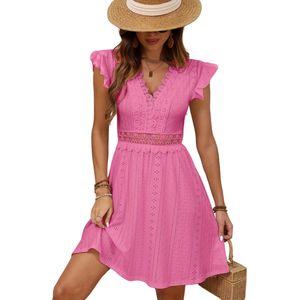 Bovista Zomerjurk Dames - Zomerjurken - Volwassen - Jurk - Ibiza Stijl - Sundress - Roze - Maat XL