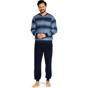 Comte - Badstof heren pyjama - Winter - Blauw gestreept - Maat XL