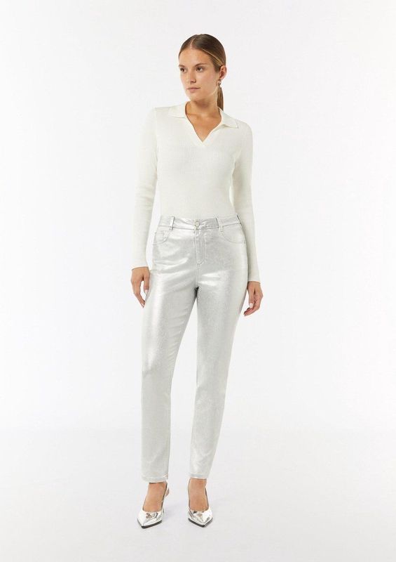 Broek - Effen - Katoen - Slimfit - Lang/maxi - Mid Waist