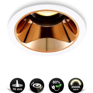 2x Rosé Gouden LED Inbouwspot met Witte Rand - 5W - 3000K Warm Wit - Glimmende Reflector - Kantelbaar - ⌀83mm - Energiezuinig