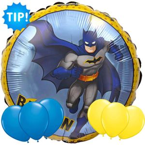 Batman Ballon 46 cm + 6 Kleur Ballonnen 32 cm - Verjaardag Versiering - Folieballon Ongevuld - Ballonnenboog Decoratie Feest - Party Slinger Jongen Meisje