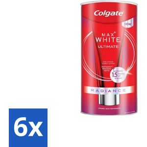 6 x Colgate - Tandpasta - Max White - Ultimate Radiance Whitening - 75 ml - Tandpasta - Tanden Bleken - Wittere Tanden - Colgate - Tandvlekkens