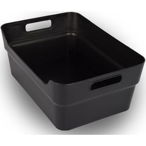 Multifunctionele Zwarte Opbergbox van 100% Gerecycled Plastic | Waterdicht en Duurzaam | 23.5cm x 14cm x 34cm | Ideaal voor Huishouden, Kantoor en Keuken