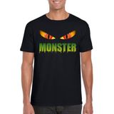 Halloween Halloween monster ogen t-shirt zwart heren - Halloween kostuum M