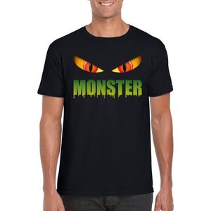 Halloween Halloween monster ogen t-shirt zwart heren - Halloween kostuum M