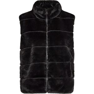 Zwarte Faux Fur Bodywarmer - Vegan Fur - One Size (Geschikt tot maat 40) - Faux Fur Bodywarmers - Met Rits & Zakken - Zwart