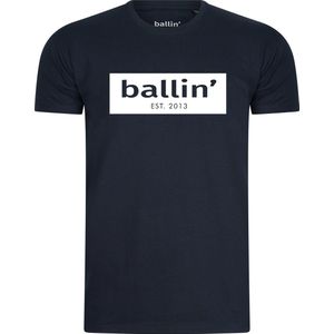 Heren Tee SS met Ballin Est. 2013 Cut Out Logo Shirt Print - Blauw - Maat XXL