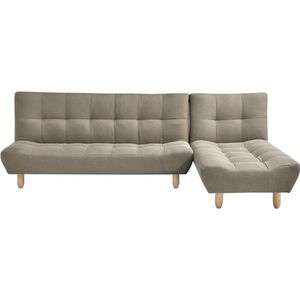 Vente-unique Moduleerbare slaapbank van taupegrijze stof ESTEBAN L 182 cm x H 87 cm x D 165 cm