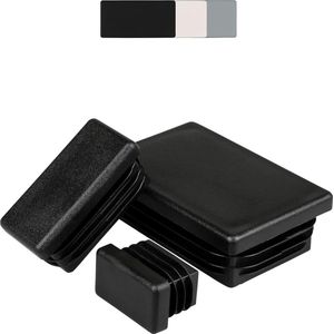 Kunststof rechthoekige buisstoppen lamellenstoppen 10 stuks - verschillende maten en kleuren - meubelglijders stoelpootbeschermers - 120 x 30 mm - 1-2 mm.
