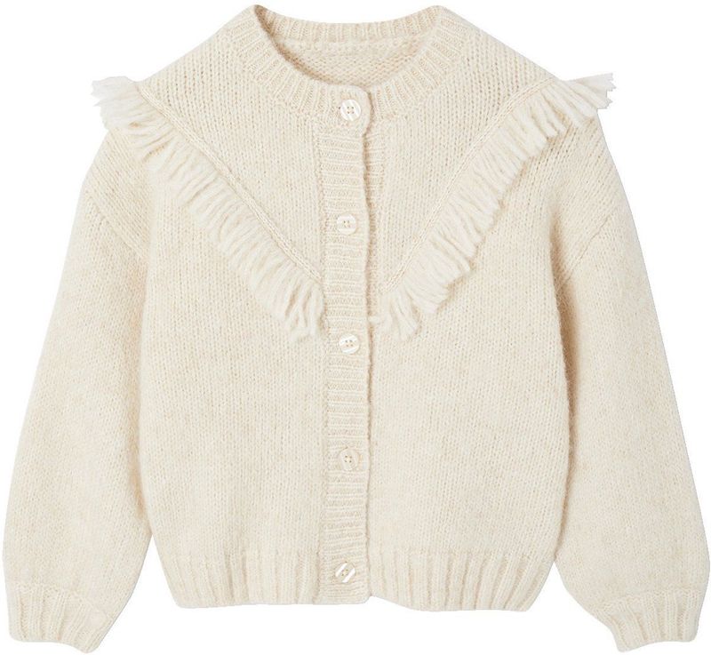 Vest met franjes voor meisjes ecru