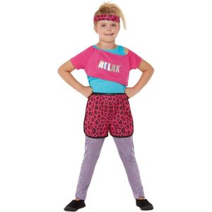 Smiffy's - Jaren 80 & 90 Kostuum - 80s Roze Relax Fitness Workout - Meisje - Roze, Zilver - Large - Carnavalskleding - Verkleedkleding