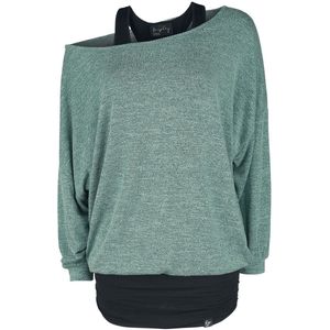 Forplay Billie Dames Shirt met lange mouwen - zwart/munt - S