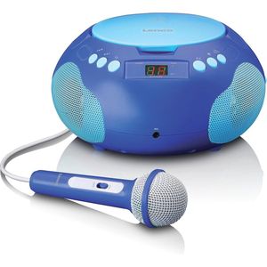 CD-speler voor kinderen met karaoke functie, FM-radio en AUX-in - Draagbare CD-speler in blauw