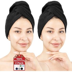 100% Katoenen Haartowels voor Vrouwen - 2 Stuks - Fluffy en Sneldrogende Haar Turban Handdoeken