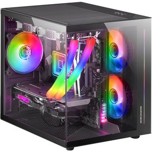 Micro-ATX Mini-Tower Gaming Case met Gehard Glas en Dual Chamber Frame