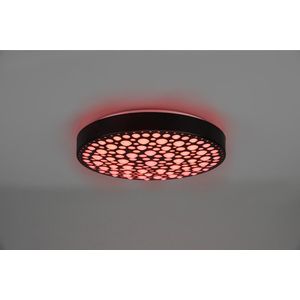 LED Plafondlamp - Plafondverlichting - Torna Carol - 22W - Aanpasbare Kleur - RGB - Afstandsbediening - Dimbaar - Rond - Mat Zwart - Kunststof