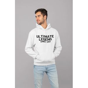 1983 Jaar Wit Hoodie heren - Maat S - Ultimate Legend - Verjaardag Cadeau Mannen - Limited Edition