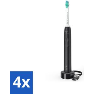 4 x Philips Sonicare - Elektrische Tandenborstel - Power Series 3100 Zwart - HX3671/14 - Elektrische Tandenborstel - Philips Sonicare - Tandenborstel - Tandenplak Verwijderen - Sonische Technologie