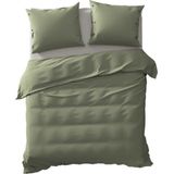 Yellow Percale Dekbedovertrek - Litsjumeaux - 240x200/220 cm - Army Green