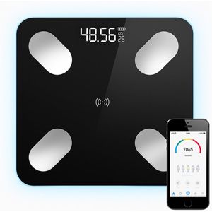 NuCare Slimme Weegschaal - Smart - Luxe Personenweegschaal - Digitale - Scale - Inclusief App - Bluetooth - Wifi - Zwart