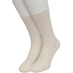 Bonnie Doon Basic Sokken Dames Ecru maat 36/42 - 2 paar - Basis Katoenen Sok - Gladde Naden - Brede Boord - Uitstekend Draagcomfort - Perfecte Pasvorm - 2-pack - Multipack - Effen - Gebroken Wit - Crème - Off White - Ecru Heather - OL834222.218