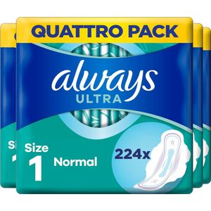 Always Ultra Normal Met Vleugels - Maat 1 - Voordeelverpakking 224 stuks - Maandverband