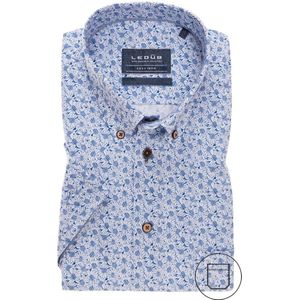 Ledub overhemd Tailored Fit geprint wit met blauw korte mouw - 38