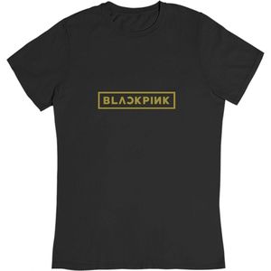 Black Pink Gold Logo - K-POP K-Drama Muziek Band Koreaans - T-Shirt Maat M