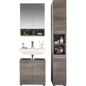 Badkamerset van 3 - Vanity Set - Ladenkast - Opbergkast - Modern badmeubilair - Organizer - Zilver - 103 x 190 x 31 cm