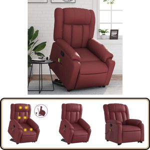 vidaXL Sta-op-massagestoel wijnrood kunstleer Stapstoel - Massageruimte - Elektrisch Bedienbaar - Ergonomische Stoel - Fauteuil
