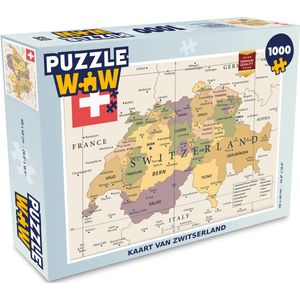 Puzzel Kaart van Zwitserland - Legpuzzel - Puzzel 1000 stukjes volwassenen