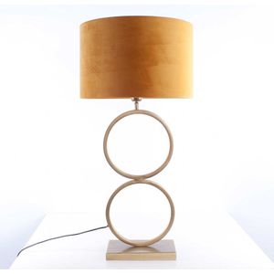 Tafellamp capri 2 ringen | 1 lichts | geel / bruin / goud | metaal / stof | Ø 40 cm | 82 cm hoog | tafellamp | modern / sfeervol / klassiek design