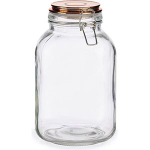 Glazen luxe keuken voorraadpot/voorraadbus 3000 ml- Voorraadbussen luchtdichte klepdeksel koper - 14 x 23.5 cm