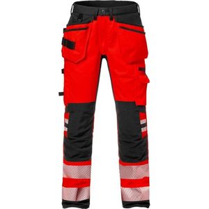 Fristads Hi Vis Werkbroek Stretch Klasse 2 2707 Plu - Hi-Vis rood/zwart - C50