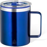 Benson Warmhoudbeker - thermos beker Barista - reis koffiebeker - RVS - blauw - 400 ml - deksel