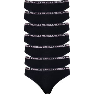Vanilla - Ondergoed dames, Dames slip, Lingerie, Slips - 7 stuks - Egyptisch katoen - Zwart - XL