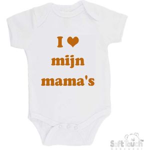 100% Katoenen Romper ""I mijn mama's"" Unisex Katoen Wit/tan Maat 56/62
