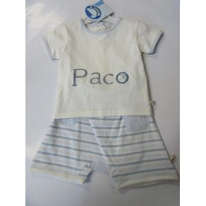 Noukie's - Ensemble - Jongens - Creme/ blauw - Paco - 6 maand 68