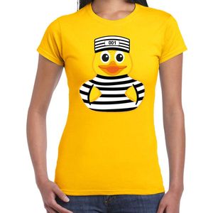Bellatio Decorations Verkleed T-shirt dames - geel - badeend boef - foute party/themafeest XS