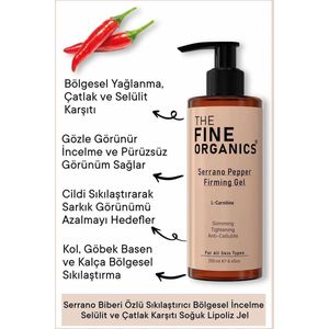 THE FINE ORGANICS Serrano Pepper Extract Verstevigende regionale afslankende anti-cellulitis en striae Koude Lipolyse-gel, Serrano-peperextract helpt de cellulitis en striae op ongewenste delen van uw lichaam te verminderen en strakker maken 250 ml