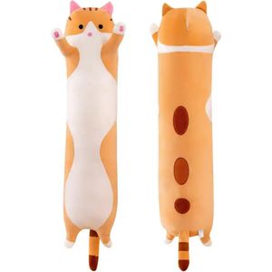 Knuffeldier speelgoed - schattig kattenknuffel - zacht lang lichaam - kat pluche kussen - 70cm - bruin