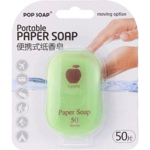 Zeepblaadjes - Papierzeep - Zeep Voor Onderweg - Reizen - Hygiëne - Wegwerp - Paper Soap - 50 Velletjes - Appel - Appel Geur
