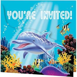 Oceaan thema uitnodigingen 16x stuks - feestartikelen en versiering