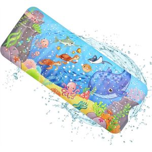 Badmat kind en baby - oceaan walvis koraalrif vissen octopus onderwater - grote mat anti slip - antislip baby's kinderen - antislipmat - kinderbadmat babybadmat douchemat douche badkamer - groot - wasbaar