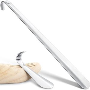 Premium metalen schoenlepel - set van 2 - 42 cm en 15 cm - roestvrijstalen schoenlepels - lang en kort - stabiele schoenlepel - roestvrij staal