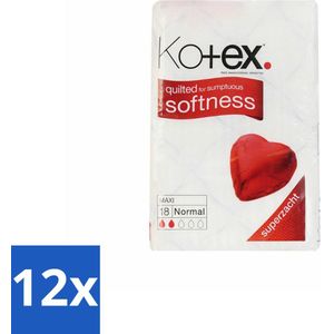 Kotex – Maxi Maandverband – Normal – 18 stuks per verpakking - Voordeelverpakking - 12 stuks