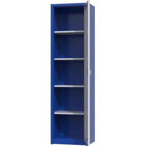 Metalen archiefkast - 180x50x38 cm - Blauw / grijs - Met slot - draaideurkast, kantoorkast, garagekast - AKP-106 - Povag
