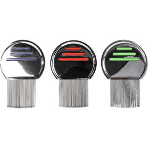 CSGoods - Luizenkammen 3-pack voor hoofdnitbehandeling - roestvrijstalen vlooienhaarkammen - verwijdert hoofdluizen, roos, neten en teken - geschikt voor verwijdering van eieren-luizen - dubbelzijdige tanden